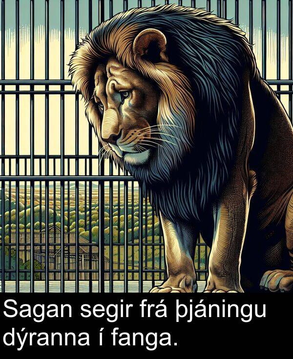 þjáningu: Sagan segir frá þjáningu dýranna í fanga.