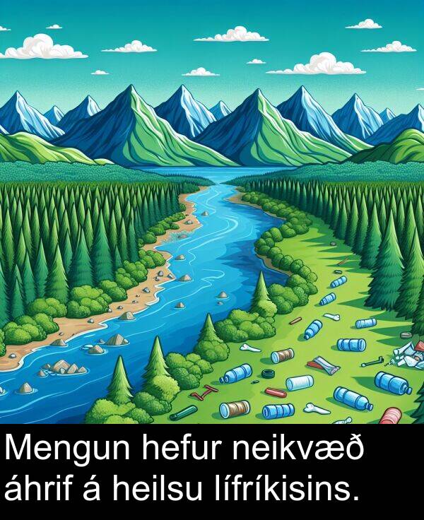 áhrif: Mengun hefur neikvæð áhrif á heilsu lífríkisins.