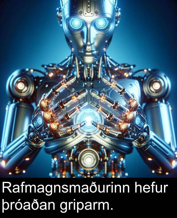 þróaðan: Rafmagnsmaðurinn hefur þróaðan griparm.