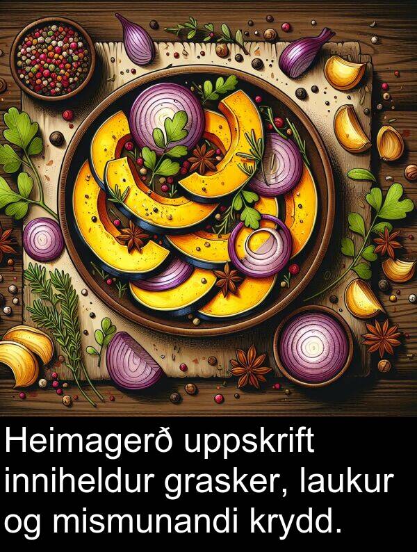 inniheldur: Heimagerð uppskrift inniheldur grasker, laukur og mismunandi krydd.