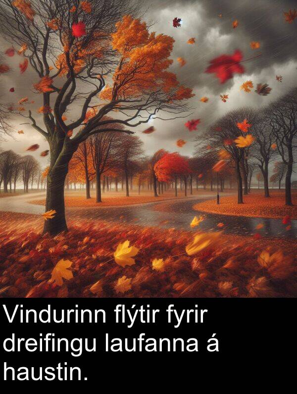 laufanna: Vindurinn flýtir fyrir dreifingu laufanna á haustin.