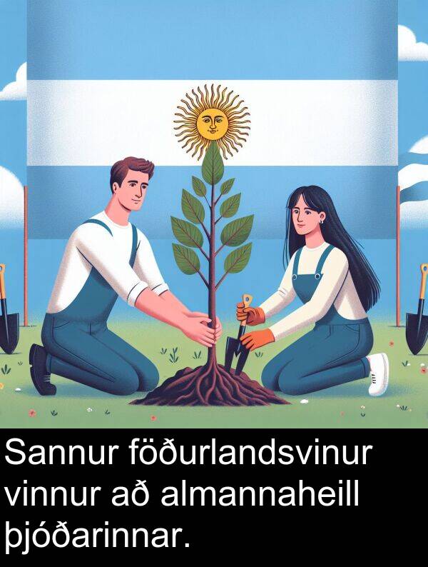 þjóðarinnar: Sannur föðurlandsvinur vinnur að almannaheill þjóðarinnar.