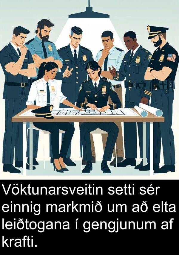einnig: Vöktunarsveitin setti sér einnig markmið um að elta leiðtogana í gengjunum af krafti.