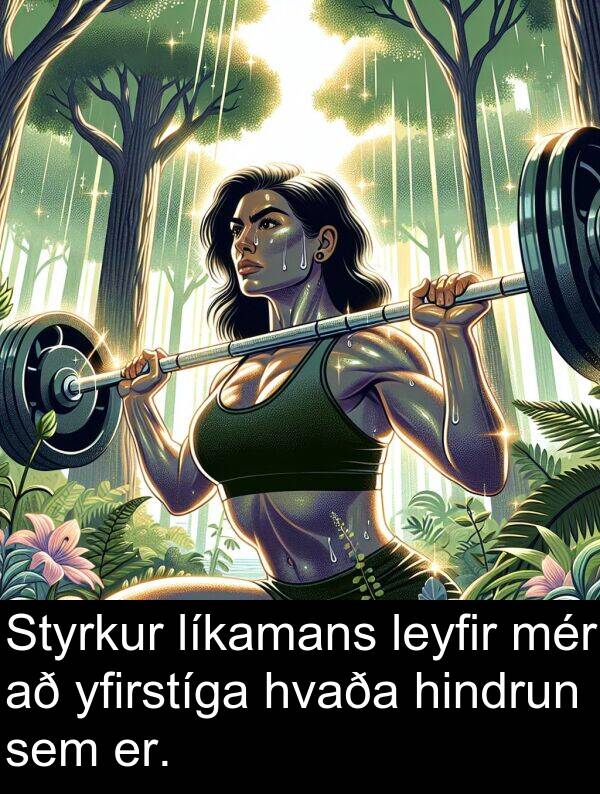 leyfir: Styrkur líkamans leyfir mér að yfirstíga hvaða hindrun sem er.