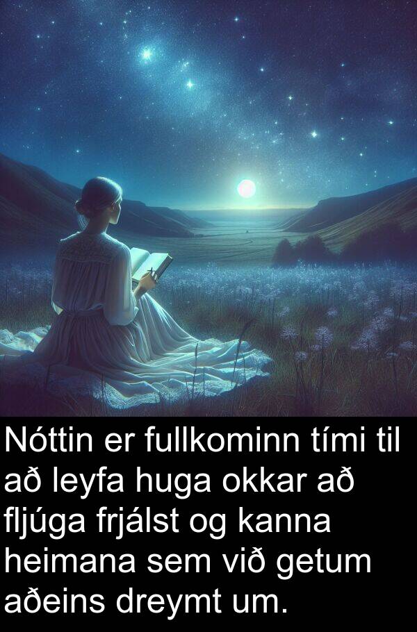um: Nóttin er fullkominn tími til að leyfa huga okkar að fljúga frjálst og kanna heimana sem við getum aðeins dreymt um.