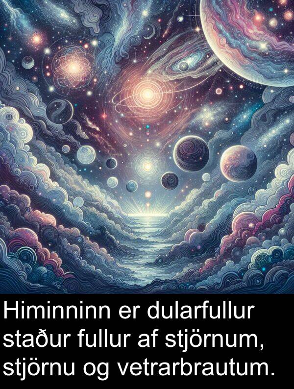 staður: Himinninn er dularfullur staður fullur af stjörnum, stjörnu og vetrarbrautum.