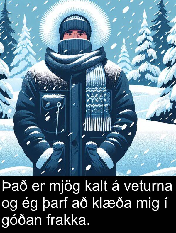 þarf: Það er mjög kalt á veturna og ég þarf að klæða mig í góðan frakka.