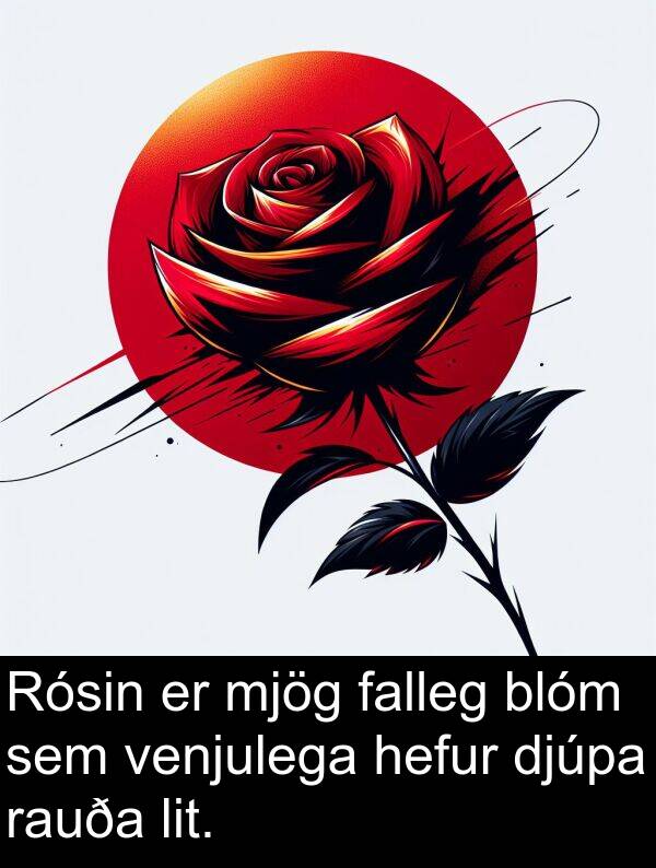 djúpa: Rósin er mjög falleg blóm sem venjulega hefur djúpa rauða lit.