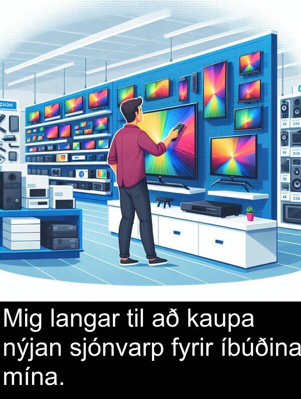 kaupa: Mig langar til að kaupa nýjan sjónvarp fyrir íbúðina mína.