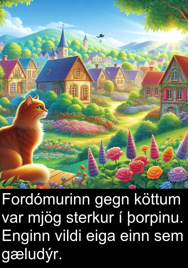 þorpinu: Fordómurinn gegn köttum var mjög sterkur í þorpinu. Enginn vildi eiga einn sem gæludýr.