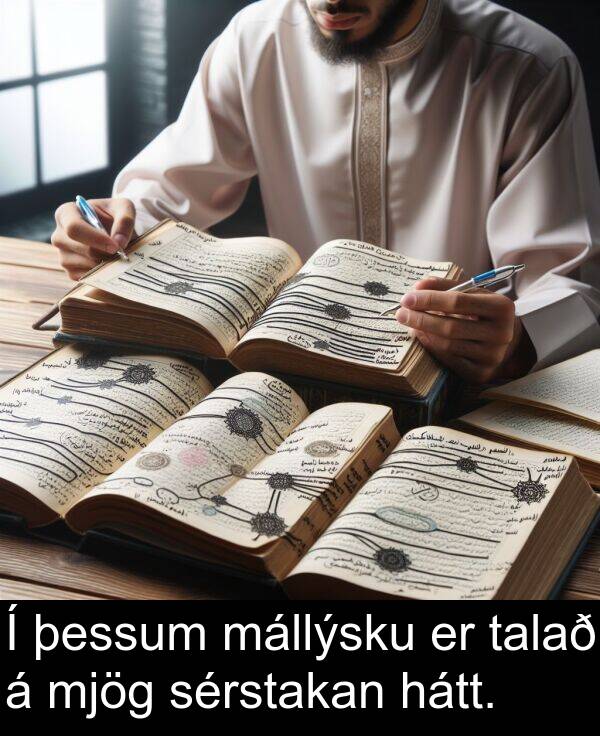 þessum: Í þessum mállýsku er talað á mjög sérstakan hátt.