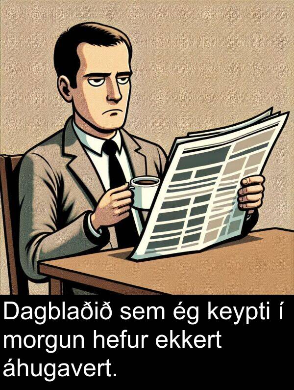 áhugavert: Dagblaðið sem ég keypti í morgun hefur ekkert áhugavert.