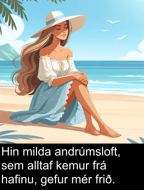 kemur: Hin milda andrúmsloft, sem alltaf kemur frá hafinu, gefur mér frið.