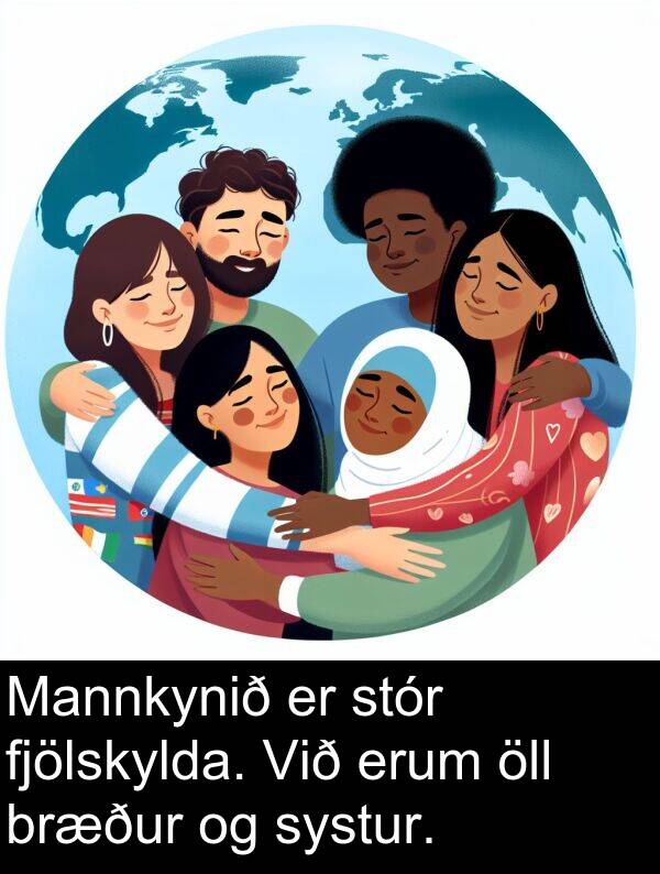 erum: Mannkynið er stór fjölskylda. Við erum öll bræður og systur.
