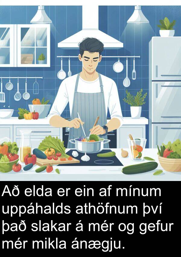 gefur: Að elda er ein af mínum uppáhalds athöfnum því það slakar á mér og gefur mér mikla ánægju.