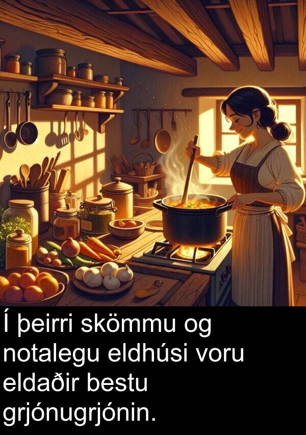 þeirri: Í þeirri skömmu og notalegu eldhúsi voru eldaðir bestu grjónugrjónin.