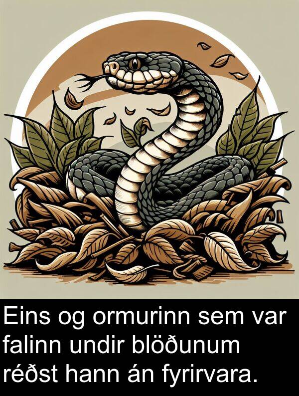 falinn: Eins og ormurinn sem var falinn undir blöðunum réðst hann án fyrirvara.