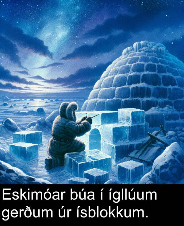 ísblokkum: Eskimóar búa í ígllúum gerðum úr ísblokkum.