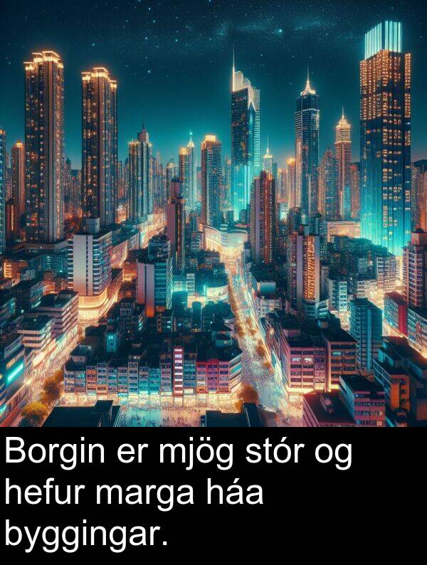 marga: Borgin er mjög stór og hefur marga háa byggingar.