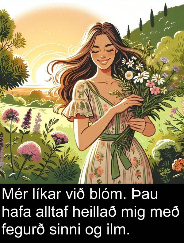 ilm: Mér líkar við blóm. Þau hafa alltaf heillað mig með fegurð sinni og ilm.