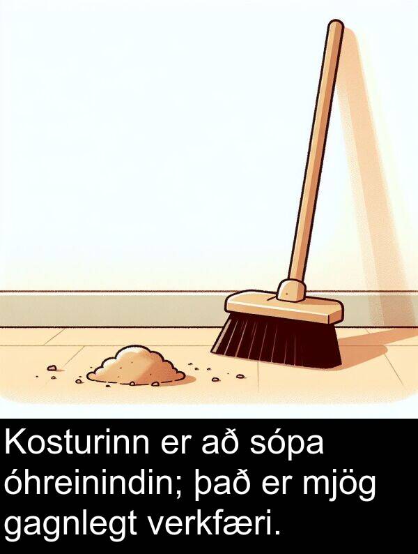 óhreinindin: Kosturinn er að sópa óhreinindin; það er mjög gagnlegt verkfæri.