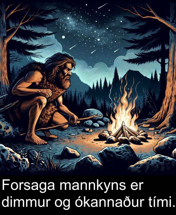 ókannaður: Forsaga mannkyns er dimmur og ókannaður tími.