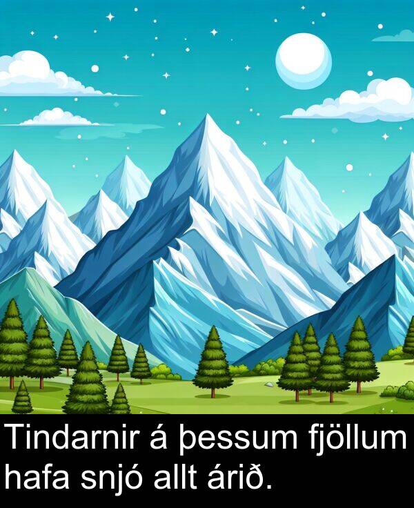 þessum: Tindarnir á þessum fjöllum hafa snjó allt árið.