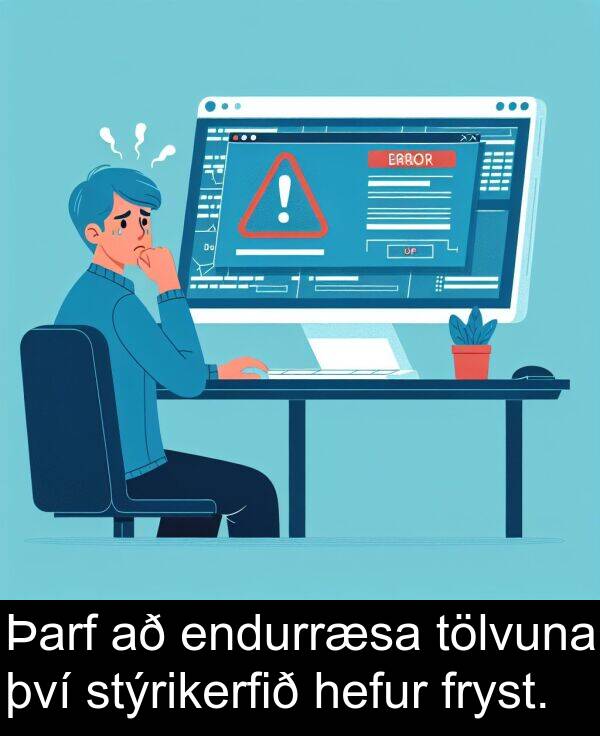 því: Þarf að endurræsa tölvuna því stýrikerfið hefur fryst.