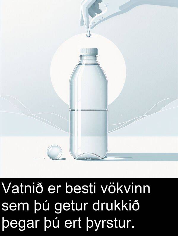 drukkið: Vatnið er besti vökvinn sem þú getur drukkið þegar þú ert þyrstur.