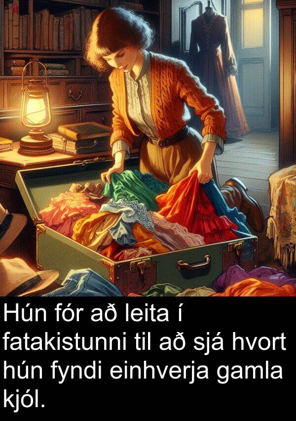 gamla: Hún fór að leita í fatakistunni til að sjá hvort hún fyndi einhverja gamla kjól.