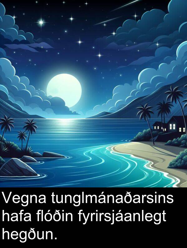 hafa: Vegna tunglmánaðarsins hafa flóðin fyrirsjáanlegt hegðun.