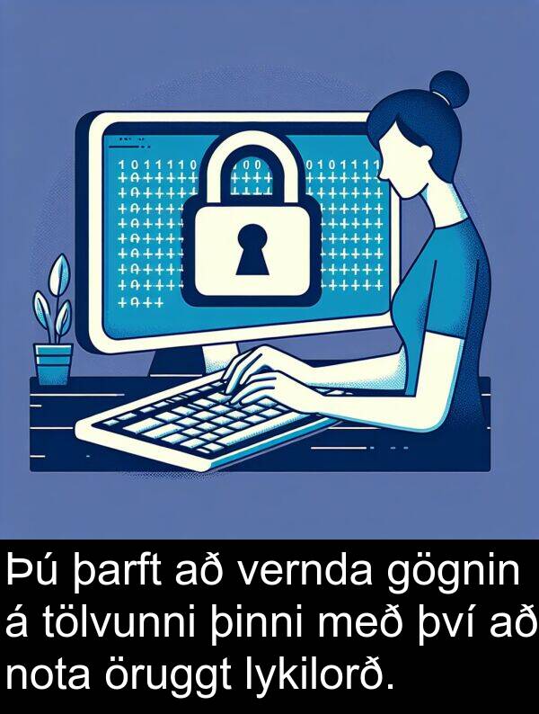 þinni: Þú þarft að vernda gögnin á tölvunni þinni með því að nota öruggt lykilorð.