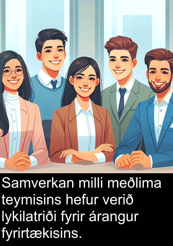 teymisins: Samverkan milli meðlima teymisins hefur verið lykilatriði fyrir árangur fyrirtækisins.