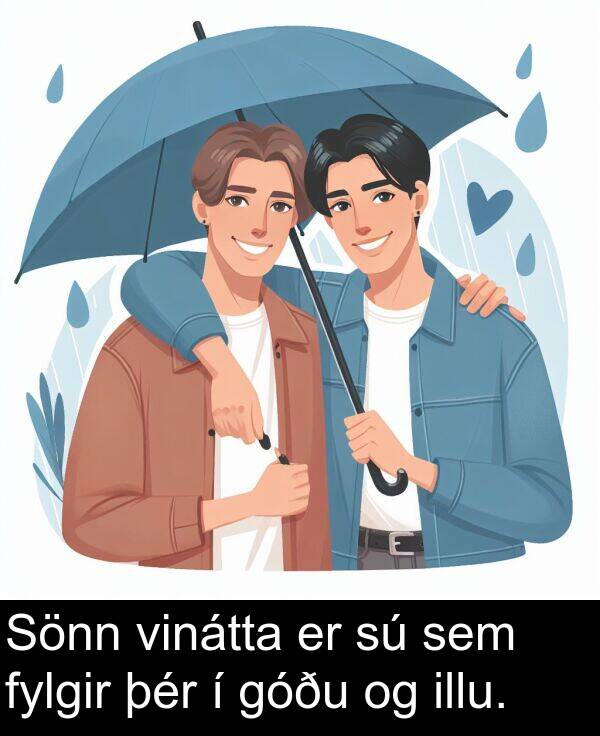 illu: Sönn vinátta er sú sem fylgir þér í góðu og illu.