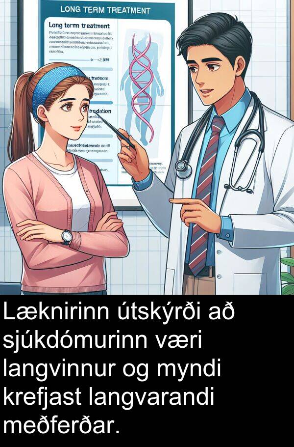 langvinnur: Læknirinn útskýrði að sjúkdómurinn væri langvinnur og myndi krefjast langvarandi meðferðar.