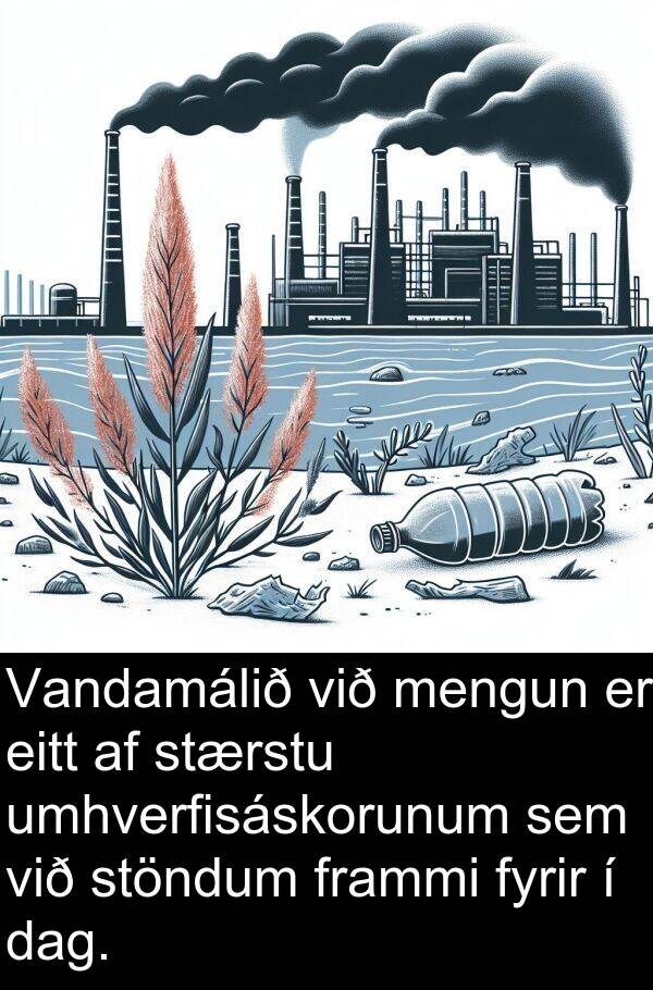 mengun: Vandamálið við mengun er eitt af stærstu umhverfisáskorunum sem við stöndum frammi fyrir í dag.