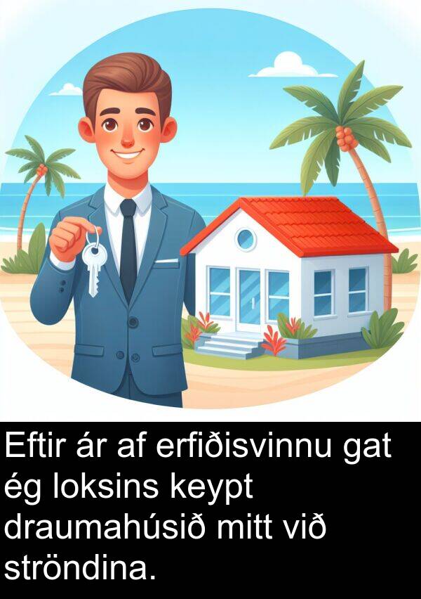 draumahúsið: Eftir ár af erfiðisvinnu gat ég loksins keypt draumahúsið mitt við ströndina.