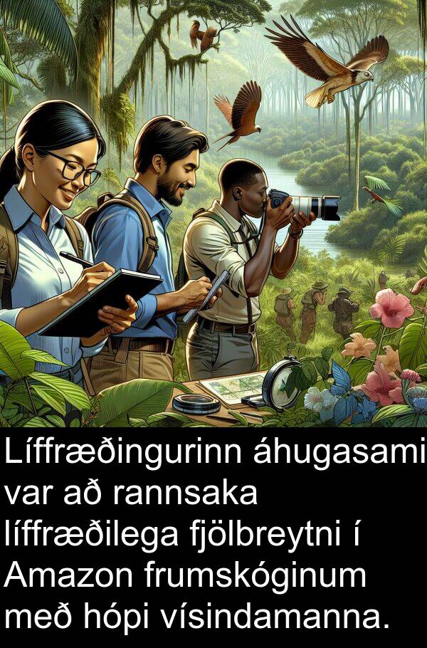 rannsaka: Líffræðingurinn áhugasami var að rannsaka líffræðilega fjölbreytni í Amazon frumskóginum með hópi vísindamanna.