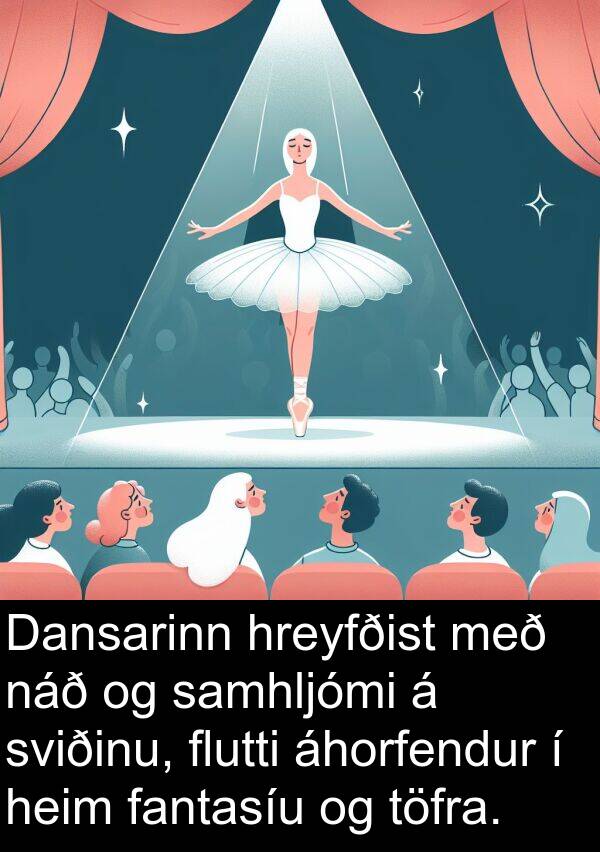 fantasíu: Dansarinn hreyfðist með náð og samhljómi á sviðinu, flutti áhorfendur í heim fantasíu og töfra.