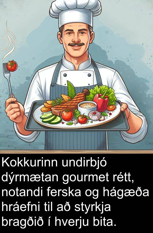 ferska: Kokkurinn undirbjó dýrmætan gourmet rétt, notandi ferska og hágæða hráefni til að styrkja bragðið í hverju bita.