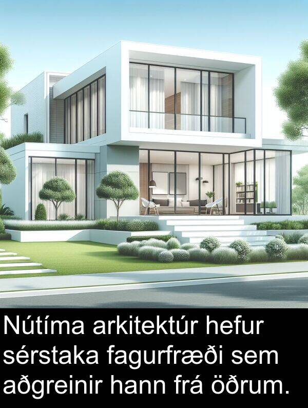 fagurfræði: Nútíma arkitektúr hefur sérstaka fagurfræði sem aðgreinir hann frá öðrum.