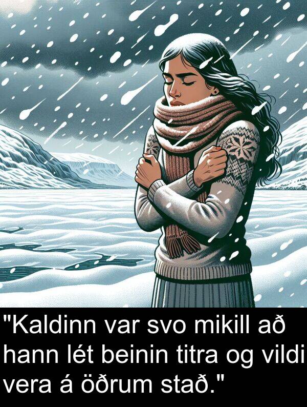 lét: "Kaldinn var svo mikill að hann lét beinin titra og vildi vera á öðrum stað."