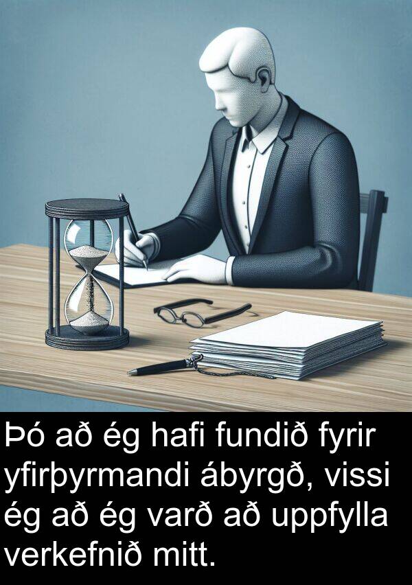 ábyrgð: Þó að ég hafi fundið fyrir yfirþyrmandi ábyrgð, vissi ég að ég varð að uppfylla verkefnið mitt.
