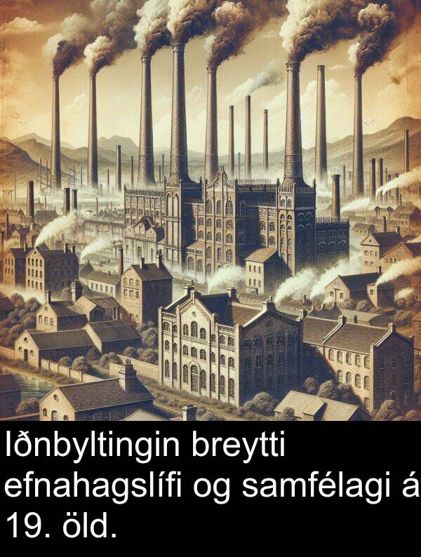 öld: Iðnbyltingin breytti efnahagslífi og samfélagi á 19. öld.