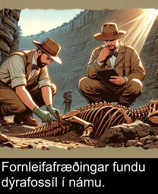dýrafossíl: Fornleifafræðingar fundu dýrafossíl í námu.