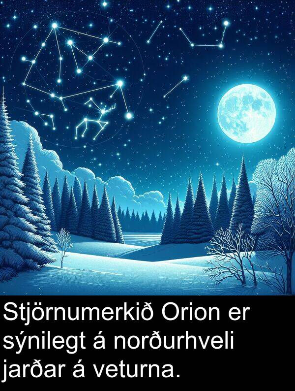 jarðar: Stjörnumerkið Orion er sýnilegt á norðurhveli jarðar á veturna.
