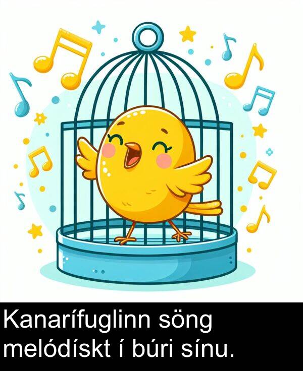 melódískt: Kanarífuglinn söng melódískt í búri sínu.