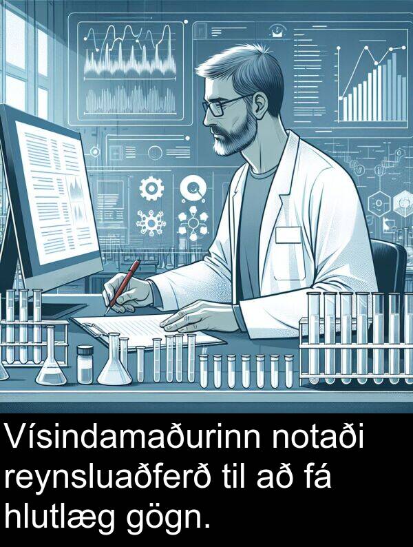 reynsluaðferð: Vísindamaðurinn notaði reynsluaðferð til að fá hlutlæg gögn.