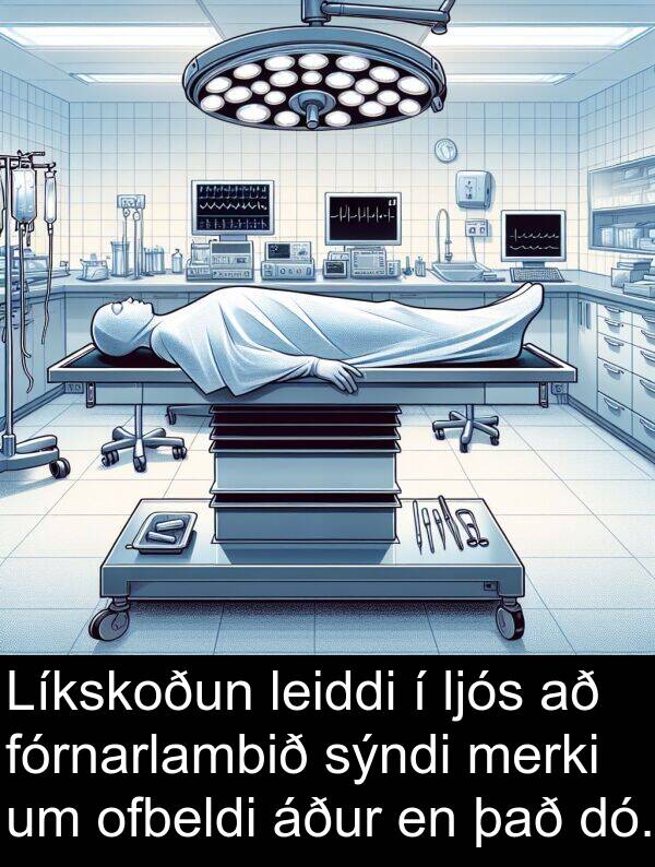 leiddi: Líkskoðun leiddi í ljós að fórnarlambið sýndi merki um ofbeldi áður en það dó.