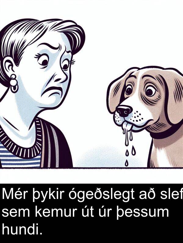 þessum: Mér þykir ógeðslegt að slef sem kemur út úr þessum hundi.